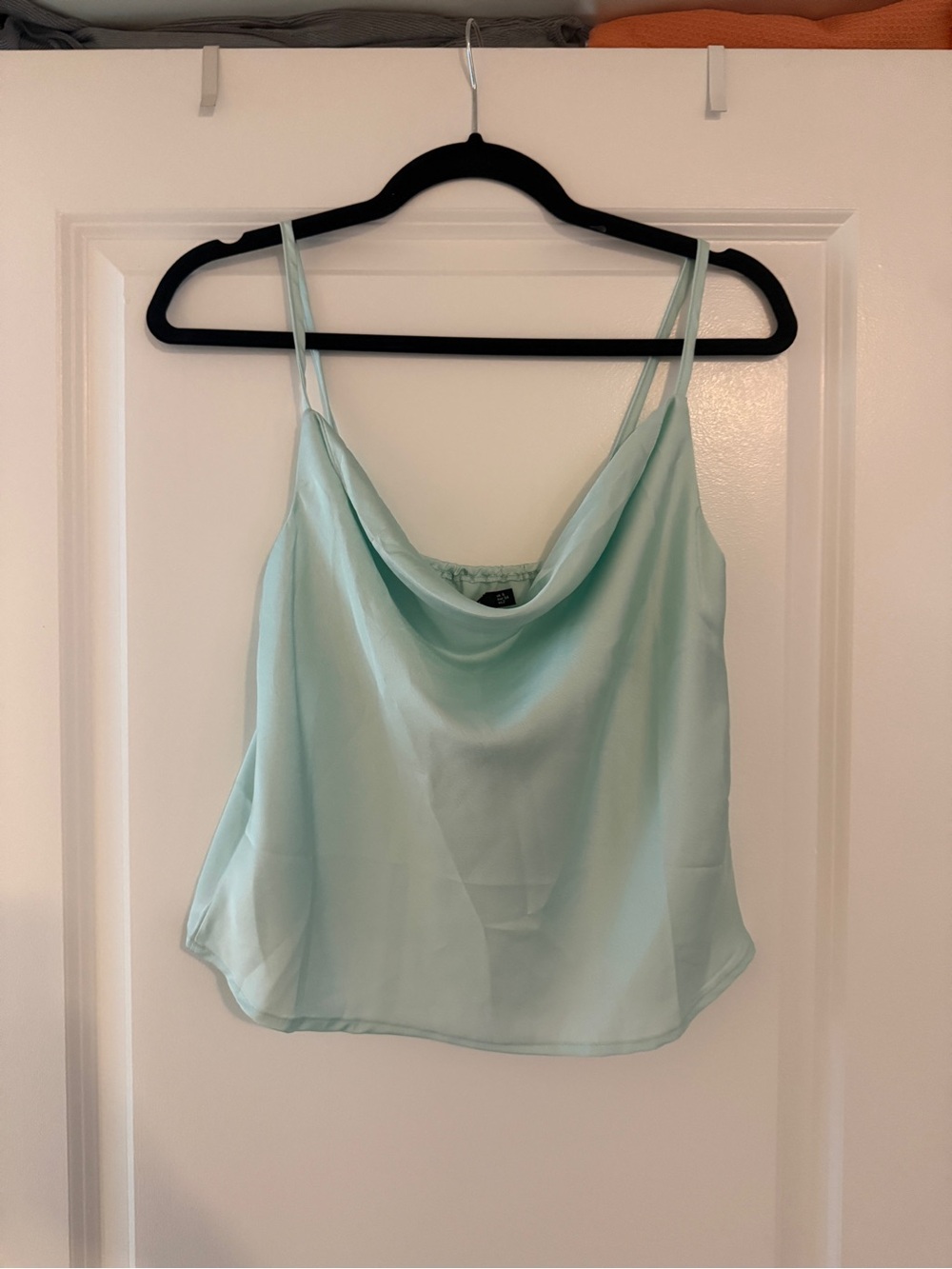 Nasty Gal Light Aqua Cowl Neck Satin Camisole